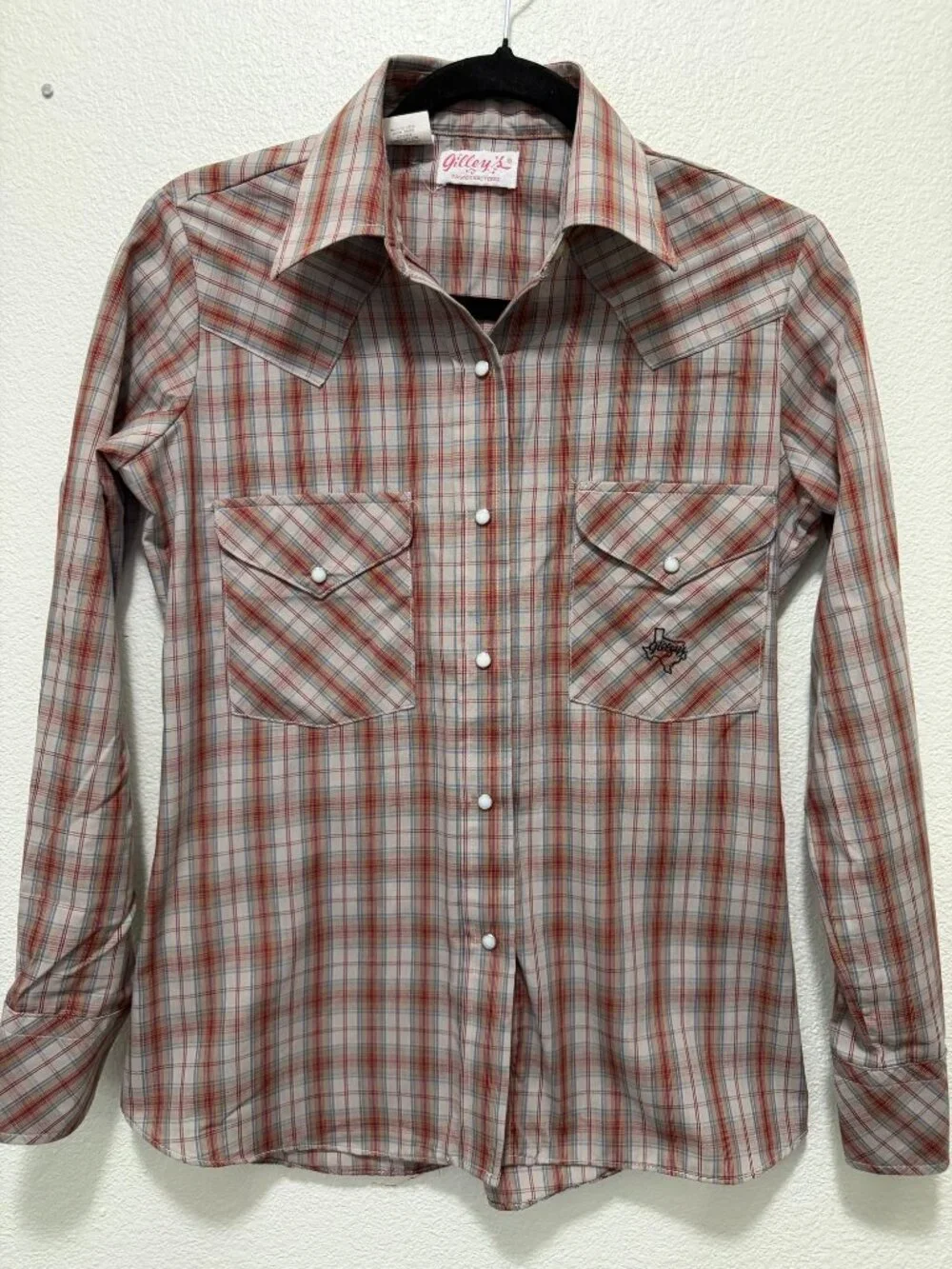 Gilley's vintage plaid western shirt, pearl snap, long sleeve, collared, small - Picture 1 of 6